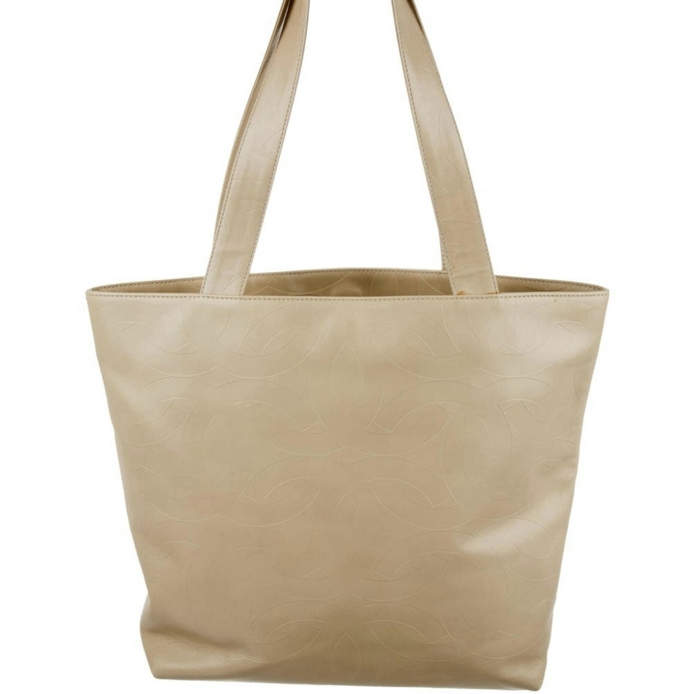 Chanel Vintage Cream Leather Rare CC Tote Bag